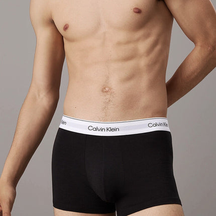 Calvin Klein short 3 pack icon cotton stretch trunks grey heather / white / black heren LV00NB4392-MP1 Calvin Klein boxer lot de 3 icon cotton stretch trunks grey heather / white / black hommes
