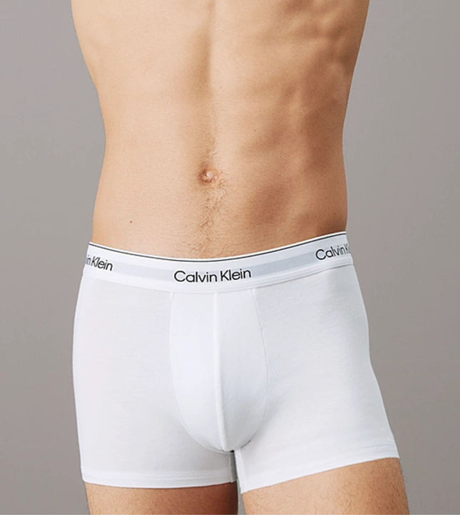 Calvin Klein short 3 pack icon cotton stretch trunks grey heather / white / black heren LV00NB4392-MP1 Calvin Klein boxer lot de 3 icon cotton stretch trunks grey heather / white / black hommes