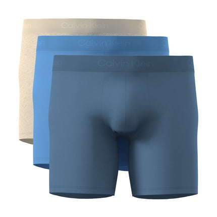 Calvin Klein short 3 pack ultra soft modal boxer briefs oatmeal heather / gulf blue / liberty heren LV00NB4193-3YO Calvin Klein boxer lot de 3 ultra soft modal boxer briefs oatmeal heather / gulf blue / liberty hommes
