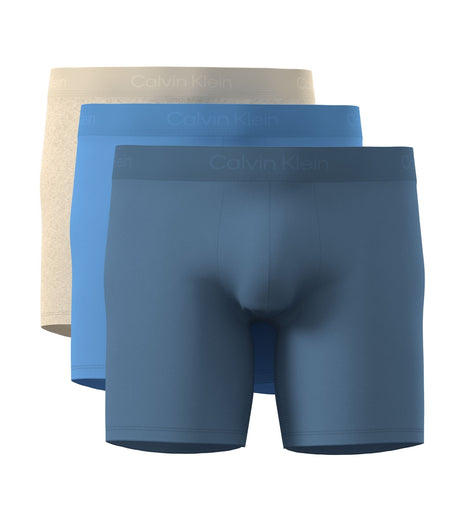 Calvin Klein short 3 pack ultra soft modal boxer briefs oatmeal heather / gulf blue / liberty heren LV00NB4193-3YO Calvin Klein boxer lot de 3 ultra soft modal boxer briefs oatmeal heather / gulf blue / liberty hommes