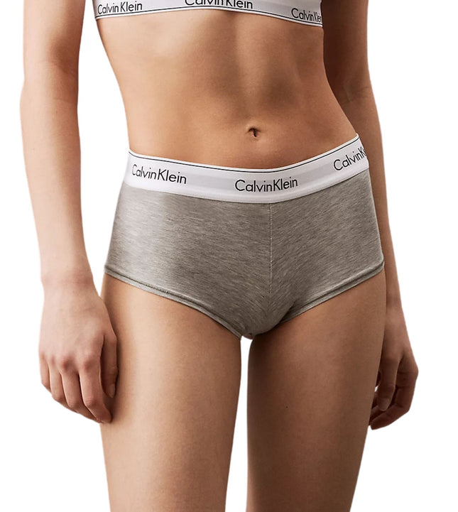 Calvin Klein short modern cotton high waisted boxers grey heather dames 0000F3788E-020 Calvin Klein shorty modern cotton high waisted boxers grey heather femmes