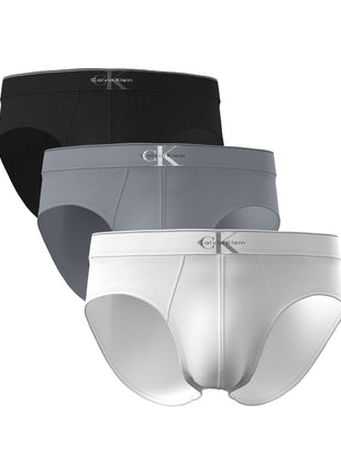 Calvin Klein slip 3 pack graphic monogram cotton stretch hip briefs black / misty grey / white heren LV00NB4471-4RV Calvin Klein slip lot de 3 graphic monogram cotton stretch hip briefs black / misty grey / white hommes