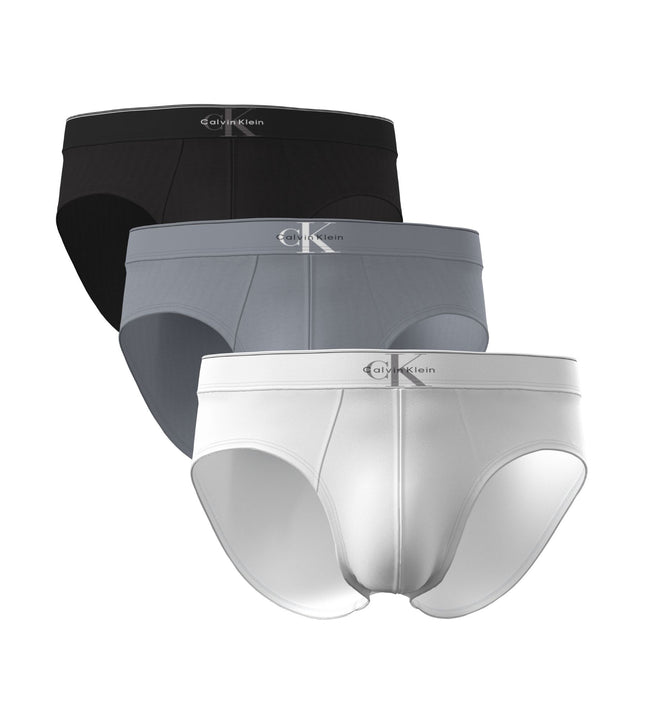 Calvin Klein slip 3 pack graphic monogram cotton stretch hip briefs black / misty grey / white heren LV00NB4471-4RV Calvin Klein slip lot de 3 graphic monogram cotton stretch hip briefs black / misty grey / white hommes