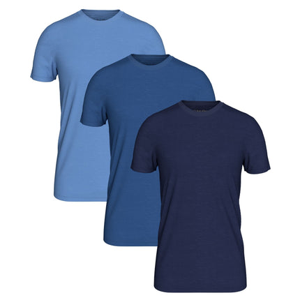 Calvin Klein t-shirt ronde hals 3 pack crew neck shirt blue bay / minnow / medieval blue heren LV00NB4051-BAW Calvin Klein t-shirt col rond lot de 3 crew neck shirt blue bay / minnow / medieval blue hommes