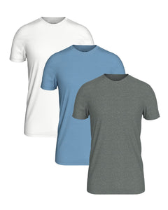 Calvin Klein t-shirt ronde hals 3 pack crew neck shirt white / gulf blue / grey heather heren LV00NB4051-N0O Calvin Klein t-shirt col rond lot de 3 crew neck shirt white / gulf blue / grey heather hommes