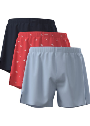 Calvin klein wijde boxershort 3 pack boxers trad shoreline / punch pink / blue heren 000NB4006A-YMA Calvin klein caleçon lot de 3 boxers trad shoreline / punch pink / blue hommes
