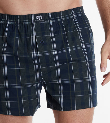 Ceceba wijde boxershort 2 pack canadian woven boxer shorts dark blue heren 10199-5109-634 Ceceba caleçon lot de 2 canadian woven boxer shorts dark blue hommes