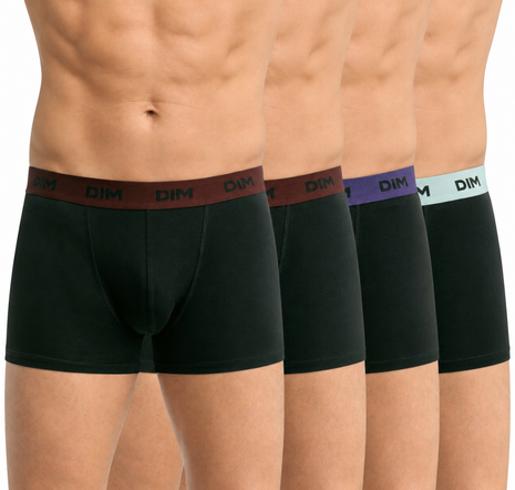 Dim short 4 pack mix and colors black waistband bordeaux / blue marine / blue heren