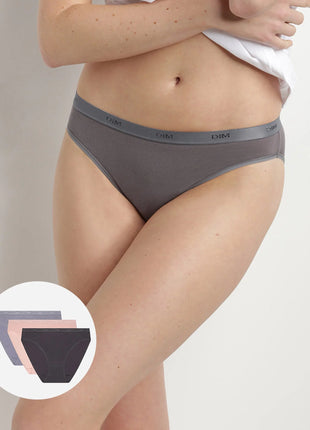 Dim slip 3 pack Ecodim cotton stretch taupe/rose/gris dames