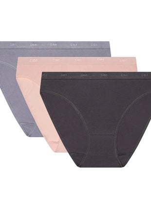 Dim slip 3 pack Ecodim cotton stretch taupe/rose/gris dames