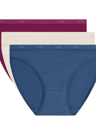 Dim slip 3 pack Ecodim cotton stretch Bleu Cendré dames
