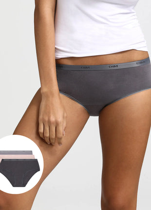 Dim slip 3 pack Ecodim cotton stretch Bleu Cendré dames