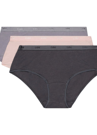 Dim short 3 pack Ecodim cotton stretch boxer taupe/rose/gris dames
