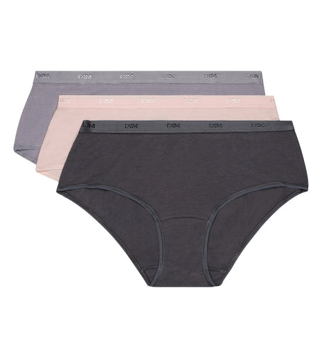 Dim short 3 pack Ecodim cotton stretch boxer taupe/rose/gris dames