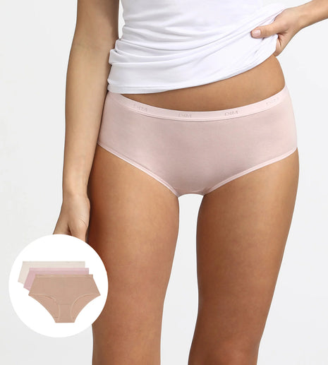 Dim short 3 pack Ecodim cotton stretch boxer peau/rose/nacre dames