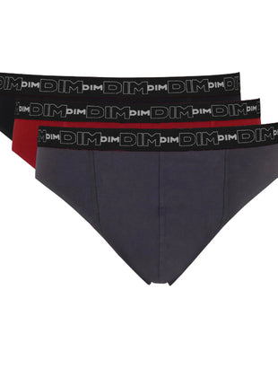 Dim slip 3 pack cotton stretch black / grey / chili red heren