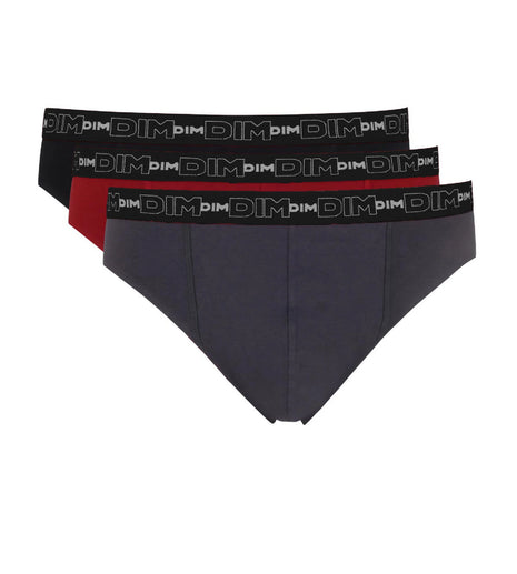 Dim slip 3 pack cotton stretch black / grey / chili red heren