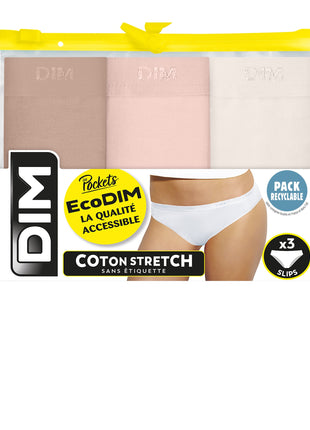 Dim short 3 pack Ecodim cotton stretch boxer peau/rose/nacre dames