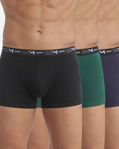 Dim short 3 pack cotton stretch boxer black / green / blue heren D6596-B39 Dim boxer 3 pack cotton stretch boxer black / green / blue hommes