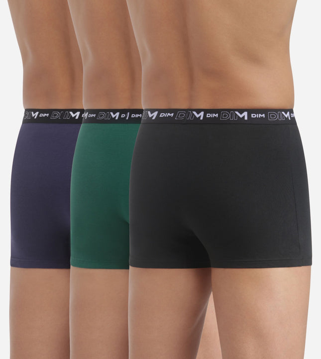Dim short 3 pack cotton stretch boxer black / green / blue heren D6596-B39 Dim boxer 3 pack cotton stretch boxer black / green / blue hommes