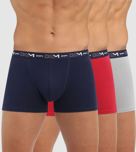 Dim short 3 pack cotton stretch boxer blue / red / grey heren D6596-9LH Dim boxer 3 pack cotton stretch boxer blue / red / grey hommes