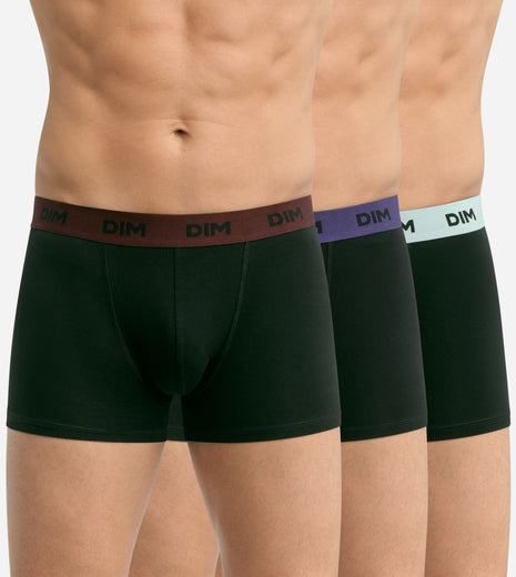 Dim short 3 pack mix and colors black waistband bordeaux / blue marine / blue heren D005D-ATL Dim boxer 3 pack cotton stretch boxer black waistband bordeaux / blue marine / blue hommes