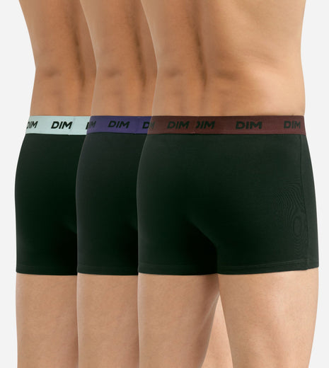 Dim short 3 pack mix and colors black waistband bordeaux / blue marine / blue heren D005D-ATL Dim boxer 3 pack cotton stretch boxer black waistband bordeaux / blue marine / blue hommes