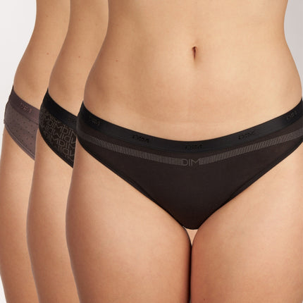 Dim slip 3 pack les pockets cotton stretch black / grey dames D4C17-DP6 Dim slip lot de 3 les pockets cotton stretch black / grey femmes
