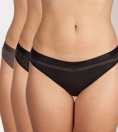 Dim slip 3 pack les pockets cotton stretch black / grey dames D4C17-DP6 Dim slip lot de 3 les pockets cotton stretch black / grey femmes
