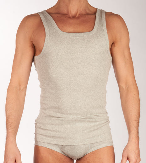 Dulcia singlet basic cotton 1-1 rib grey heren 695-8050-grey Dulcia débardeur basic cotton 1-1 rib grey hommes
