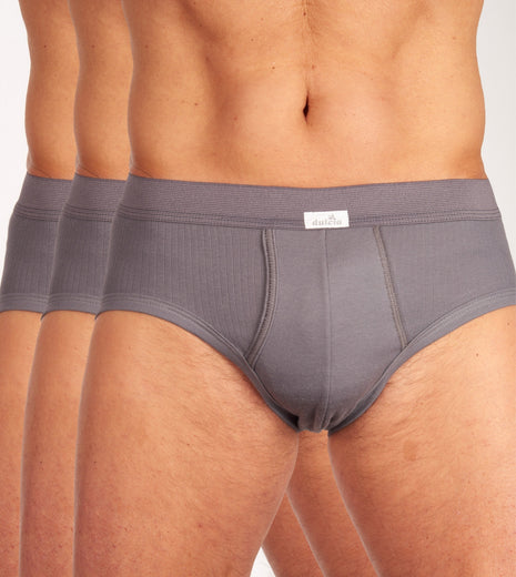 Dulcia slip 3 pack new basic cotton 4-1 rib grey heren 678-0540-grey Dulcia slip lot de 3 new basic cotton 4-1 rib grey hommes
