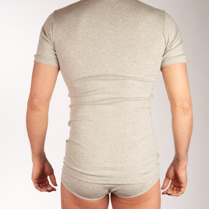 Dulcia slip basic cotton 1-1 rib grey heren 695-0992-grey Dulcia slip basic cotton 1-1 rib grey hommes
