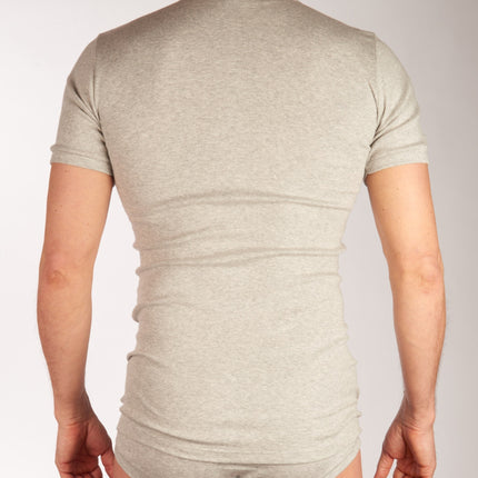 Dulcia t-shirt ronde hals basic cotton 1-1 rib grey heren 695-8167-grey Dulcia t-shirt col rond basic cotton 1-1 rib grey hommes
