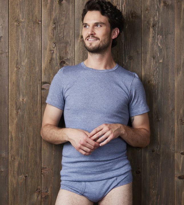 Dulcia t-shirt ronde hals basic cotton 1-1 rib jeans heren 618-8137-jeans Dulcia t-shirt col rond basic cotton 1-1 rib jeans hommes