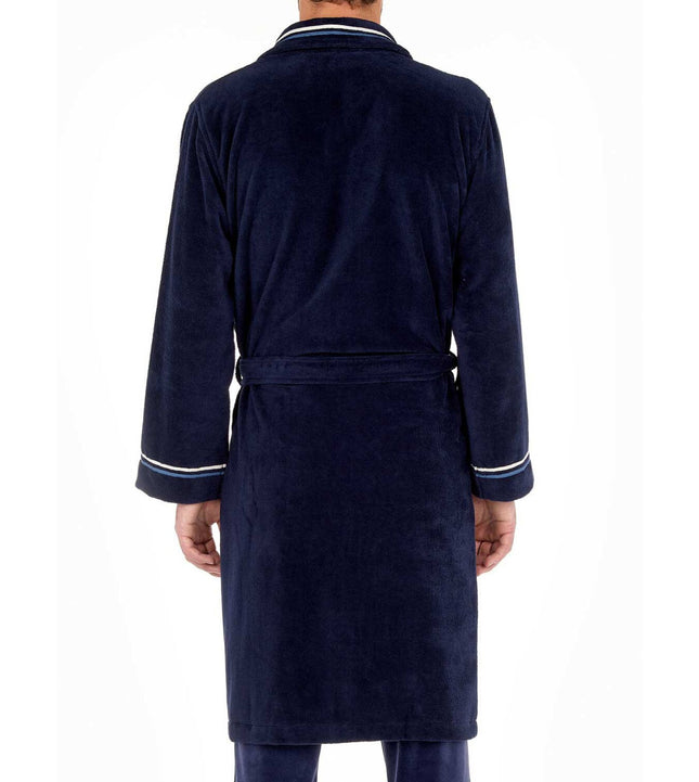 Hom badjas transat bathrobe navy heren 402443-00RA Hom peignoir transat bathrobe navy hommes