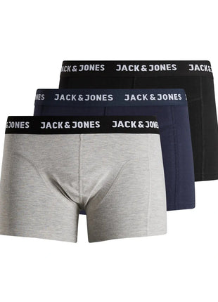Jack & Jones short 3 pack jacanthony trunks black blue night heren