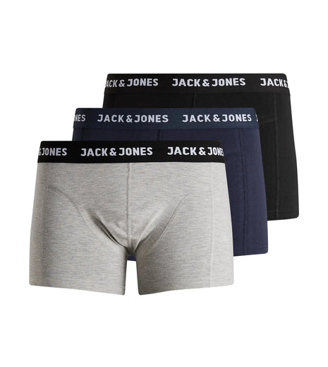 Jack & Jones short 3 pack jacanthony trunks black blue night heren