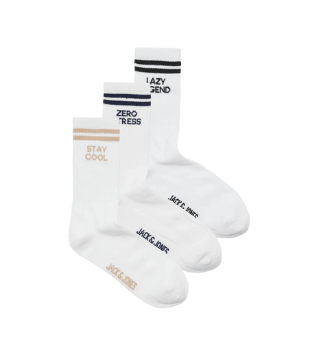 Jack & Jones sokken 3 paar jacollie statement sock white heren