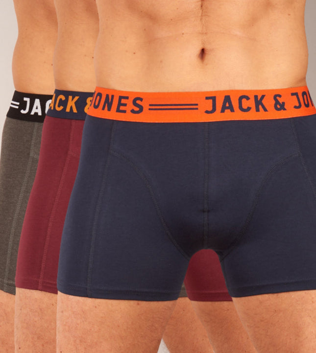 Jack & Jones short 3 pack jaclichfield trunks burgundy heren 12113943-2345331 Jack & Jones boxer lot de 3 jaclichfield trunks burgundy hommes
