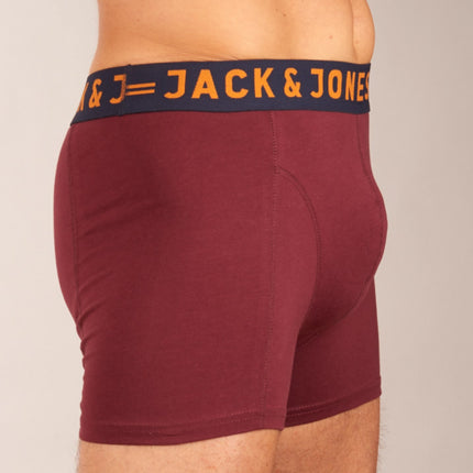 Jack & Jones short 3 pack jaclichfield trunks burgundy heren 12113943-2345331 Jack & Jones boxer lot de 3 jaclichfield trunks burgundy hommes

