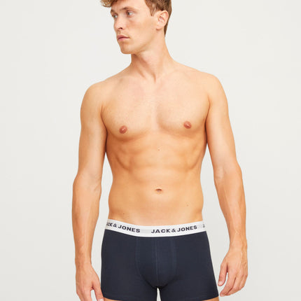 Jack & Jones short 7 pack jacbasic trunks light grey melange / navy blazer / black heren 12165587-4609827 Jack & Jones boxer lot de 7 jacbasic trunks light grey melange / navy blazer / black hommes