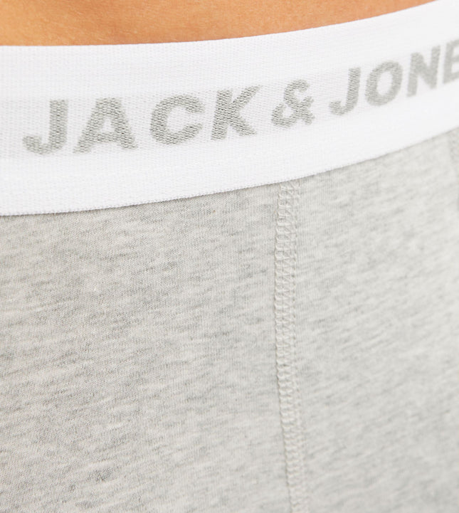 Jack & Jones short 7 pack jacbasic trunks light grey melange / navy blazer / black heren 12165587-4609827 Jack & Jones boxer lot de 7 jacbasic trunks light grey melange / navy blazer / black hommes