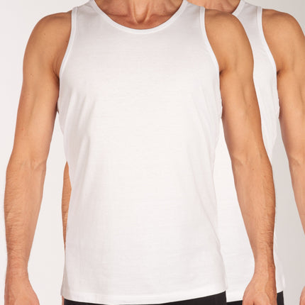 Jack & Jones singlet 2 pack jacbasic tanktop white heren 12133910-2715986 Jack & Jones débardeur lot de 2 jacbasic tanktop white hommes
