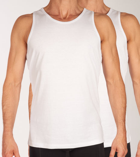 Jack & Jones singlet 2 pack jacbasic tanktop white heren 12133910-2715986 Jack & Jones débardeur lot de 2 jacbasic tanktop white hommes
