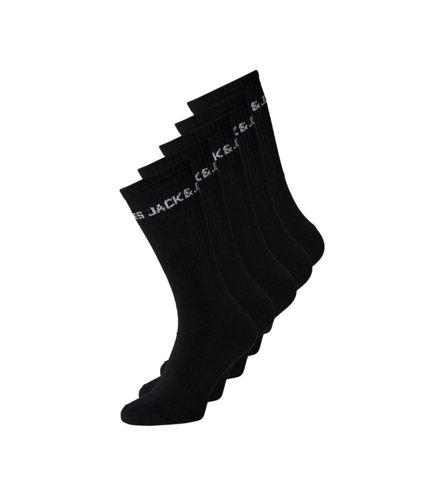 Jack & Jones sokken 5 paar jacbasic logo tennis sock black heren 12179475-3453662 Jack & Jones chaussettes 5 paires jacbasic logo tennis sock black hommes
