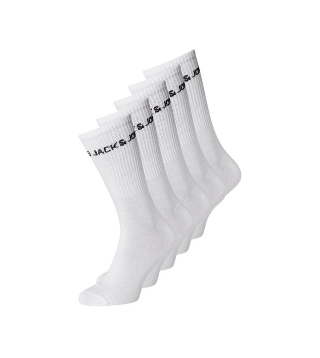 Jack & Jones sokken 5 paar jacbasic logo tennis sock white heren 12179475-3453663 Jack & Jones chaussettes 5 paires jacbasic logo tennis sock white hommes
