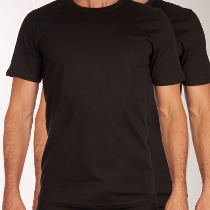 Jack & Jones t-shirt ronde hals 2 pack jacbasic tee black heren 12133913-2716004 Jack & Jones t-shirt col rond lot de 2 jacbasic tee black hommes
