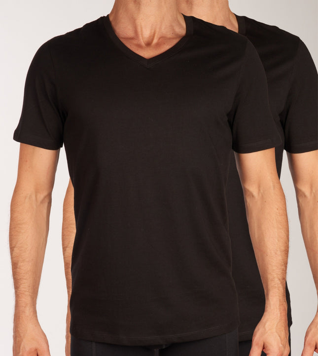 Jack & Jones t-shirt v-hals 2 pack jacbasic tee black heren 12133914-2716018 Jack & Jones t-shirt col v lot de 2 jacbasic tee black hommes

