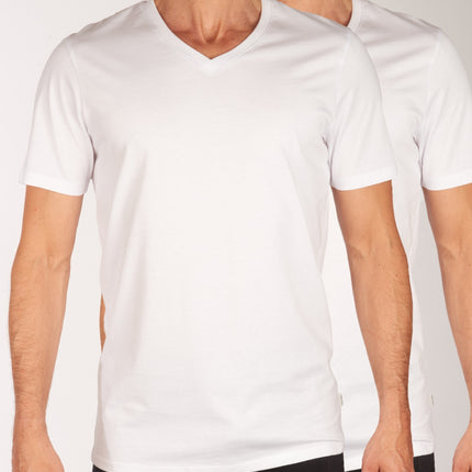 Jack & Jones t-shirt v-hals 2 pack jacbasic tee white heren 12133914-2716019 Jack & Jones t-shirt col v lot de 2 jacbasic tee white hommes
