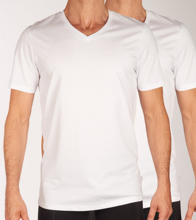 Jack & Jones t-shirt v-hals 2 pack jacbasic tee white heren 12133914-2716019 Jack & Jones t-shirt col v lot de 2 jacbasic tee white hommes

